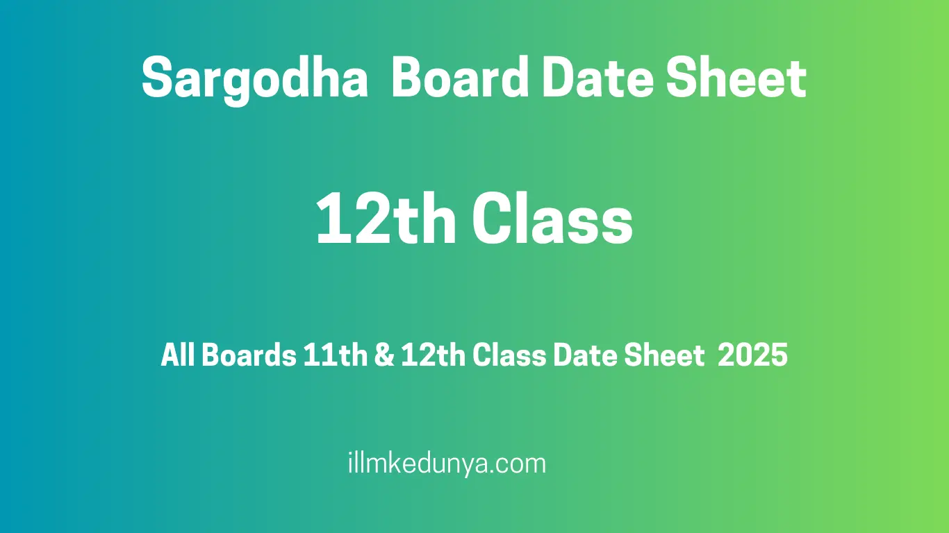 Sargodha Board Date Sheet 2025 12 class
