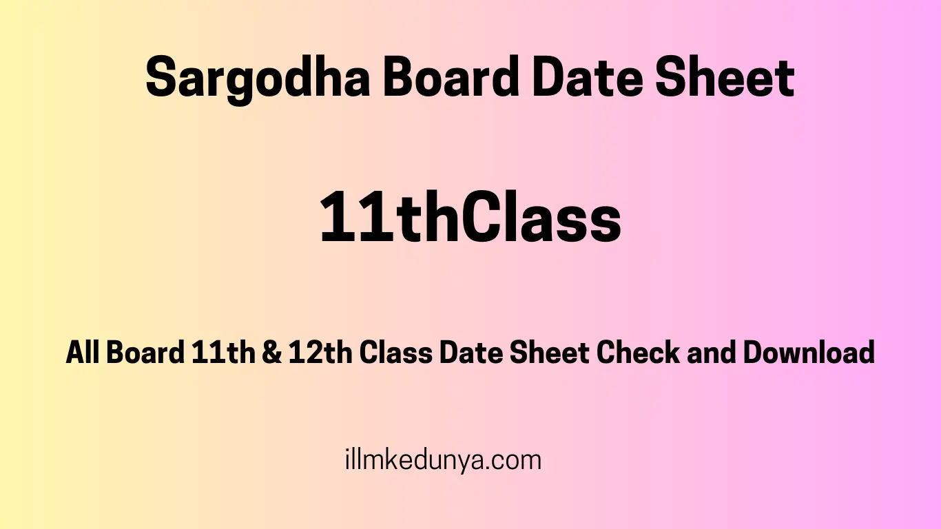 Sargodha Board date sheet 11th class